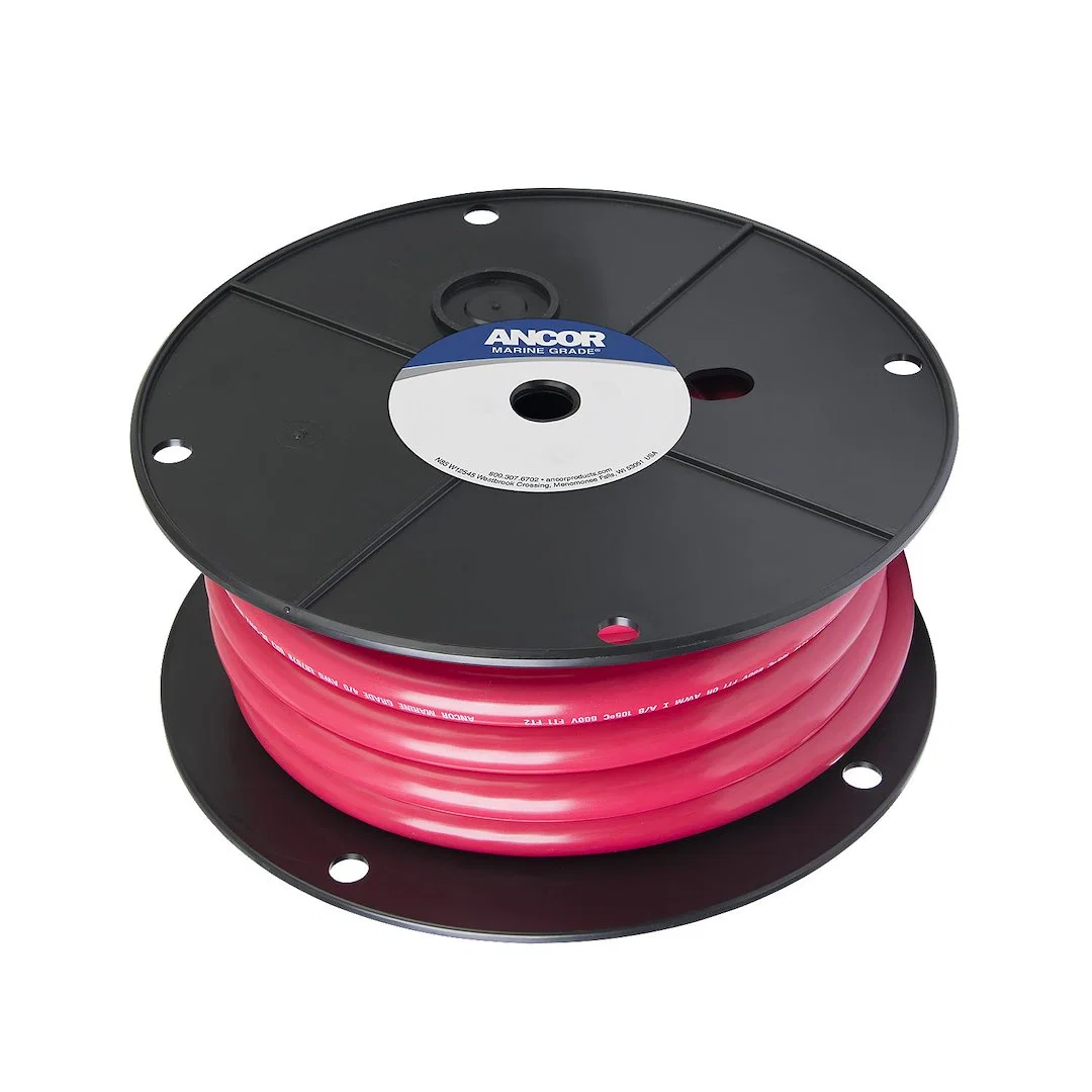 119502 – ANCOR Battery Cable, Without Terminal Red Positive Tinned Copper Conductor/ PVC Insulation 25 Foot Spool 4/0...
